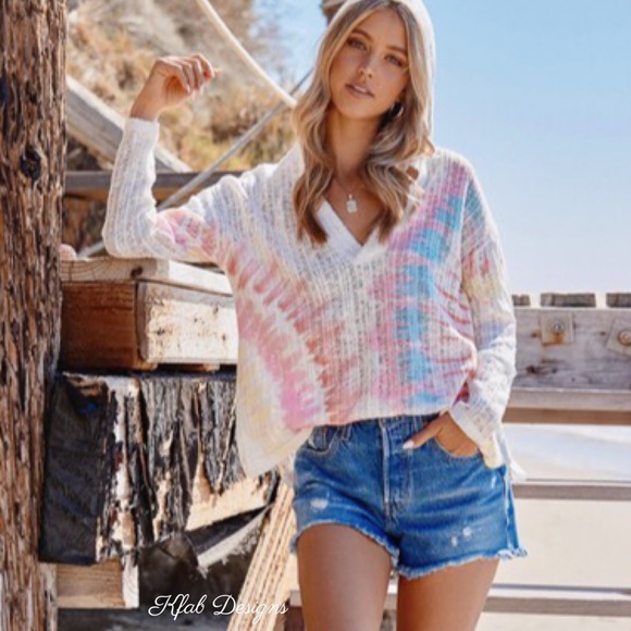 ❤️LAST 1! Super Soft Tie Dye Fishnet Hoodie Top! - Picture 4 of 6